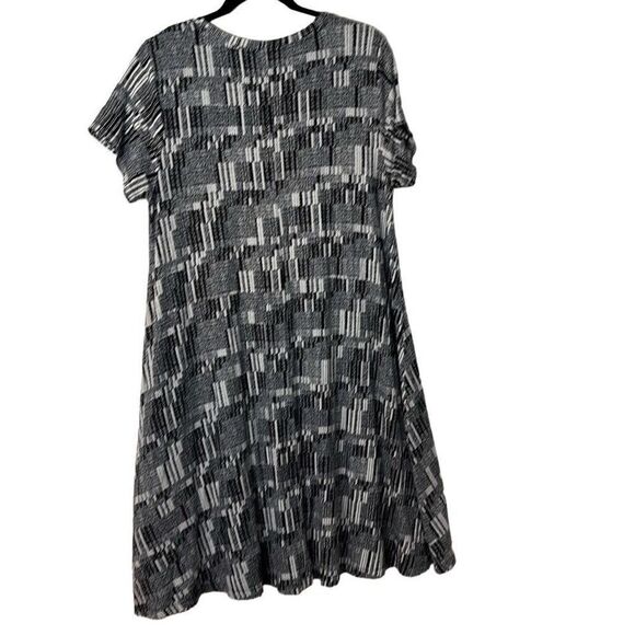 Adrienne Vittadini abstract print A-line navy & white short sleeve stretch dress - Picture 2 of 8